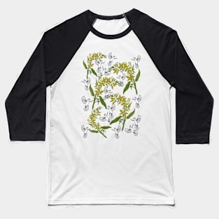 Yellow Flowers And Birds Baseball T-Shirt